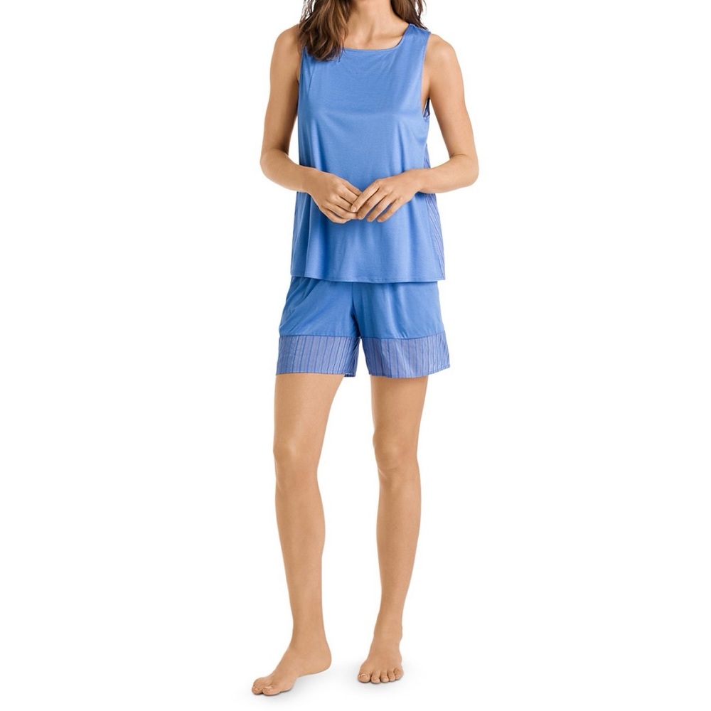 HANRO Cadis Blue Tank & Shorts Pajama Set Womens Small